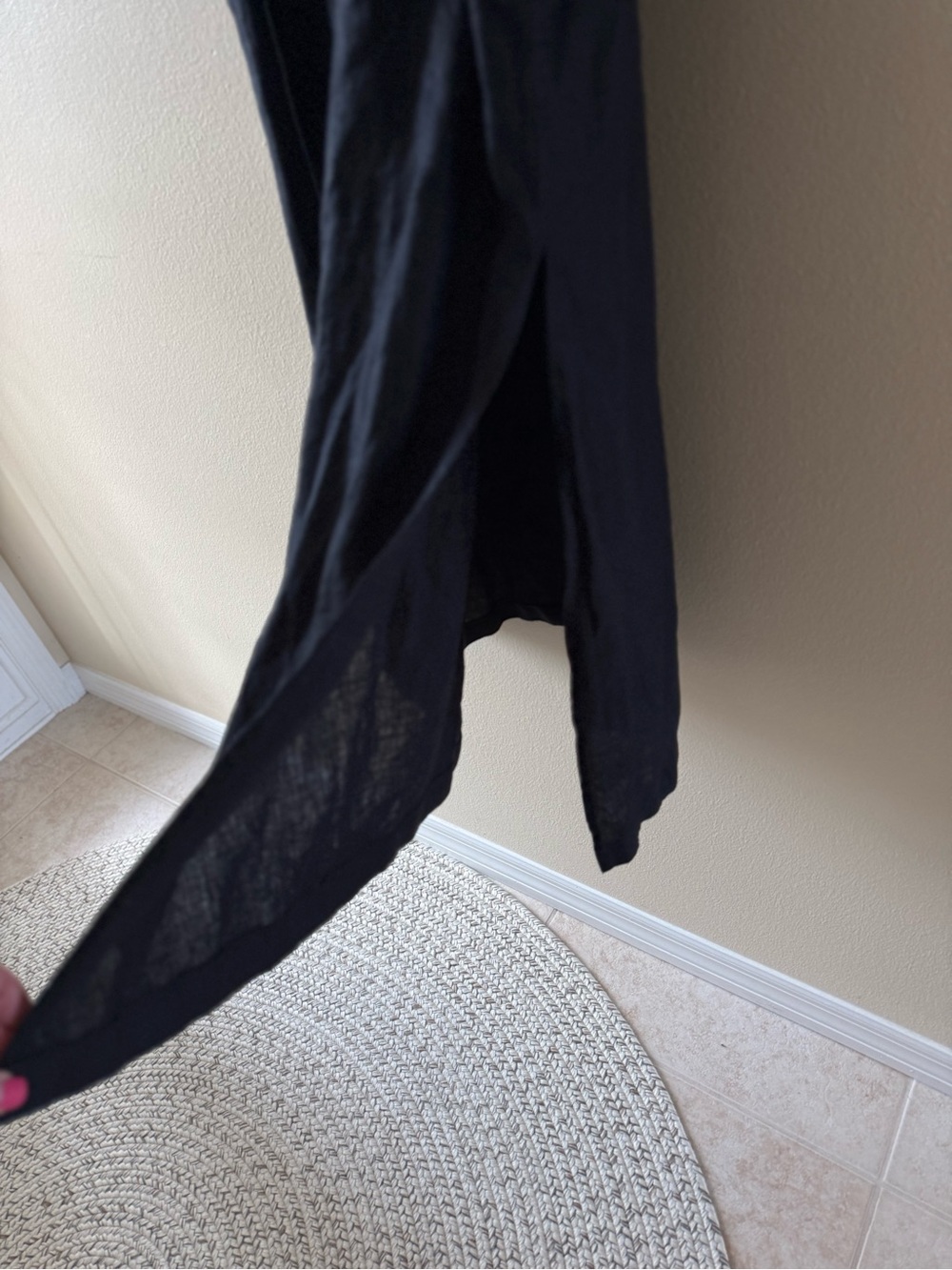 J. Crew Black 100% Linen Long Sleeve Maxi Dress with Waist Tie - Picture 7 of 8